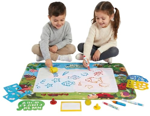 BUDDY BABY - AquaPaint - Alfombra Infantil Mágica XL para Pintar con Agua - Medidas Super Grandes 150x100 cm- Juguete educativo de 3 a 12 años - Incluye Accesorios - Con Caja de Regalo (Insectos)
