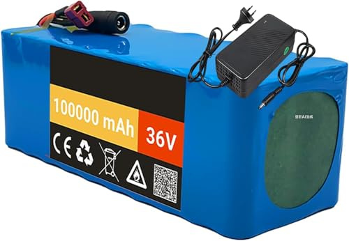 Batterie Pour Vélo Électrique 36 V 100 Ah 10S4P, Batterie Lithium Étanche En PVC 36 V 100 Ah, BMS Intégré Avec Chargeur 42 V Pour Moteurs 36 V 1000 W ~ 250 W 36V 100Ah,XT60+DC