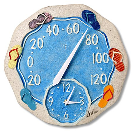 Springfield 12 Sandals Poly Resin Thermometer with Clock