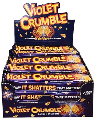 Violet Crumble Chocolate Bars – 20 Count Box – Honeycomb Toffee Covered in Rich Chocolate – Made in Australia