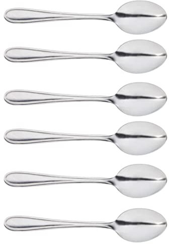 Tradineur - Set de 6 cucharas Moka de Acero Inoxidable, cucharillas clásicas para Postre, Helado, Tarta, té, infusiones, 12 cm