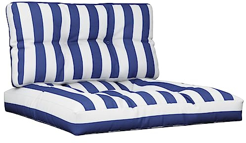 vidaXL Cuscini per Pallet 2 pz Strisce Blu e Bianche in Tessuto