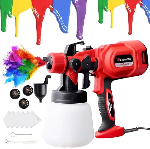 Farbsprühsystem Elektrisch 800ml Griff Lackierpistole Wandfarbe HVLP Tragbar Farbsprühpistole Einstellbarer Farbfluss,650W 3 Düsen 3 Sprühmuster Farbspritzpistole Rosa