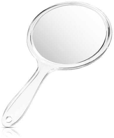 gvivej Handspiegel mit Griff, 21cm, 1X/3X Vergrößerung, für Tägliche Make-up Damen (Transparent)
