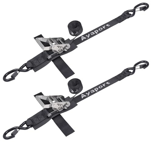 Ayaport Boat Tie Down Straps to Trailer (Stainless Steel Ratchet) 5 Feet, 4400lbs Break Strength Heavy Duty Ratchet Boats Straps, Boat Transom Trailer Accessories for Boating Safety