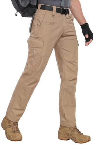 Zoofly Wander Hosen Männer Elastisch Multi Taschen Cargohosen Herren Lightweight Jagdhose für Herren Stretch Khaki 42W*30L