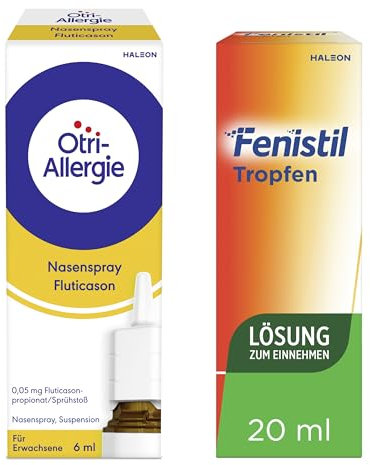Otri-Allergie Nasenspray Fluticason (6 ml) + Fenistil Tropfen (20 ml): Effektive Linderung bei Heuschnupfen und allergischen Reaktionen - Nesselsucht, Juckreiz, allergischer Schnupfen