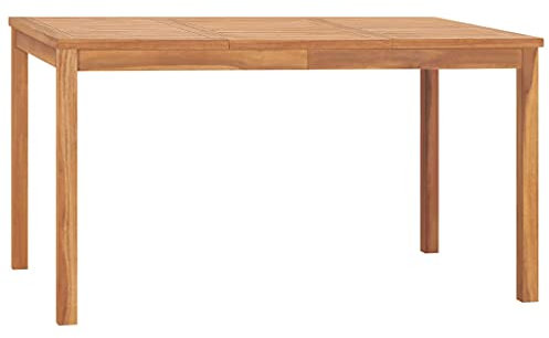 jiangboyue-315619 Table à manger de jardin en teck massif 140 x 80 x 77 cm