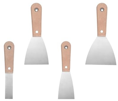 QUARKZMAN 4Pcs Set de Spatules 1/2/3/4 Pouces Acier Carbone Grattoir Peinture Flexible Réparation Plâtre pour Enlever Ciment Papier Peint Boue Adhésif Rubanage