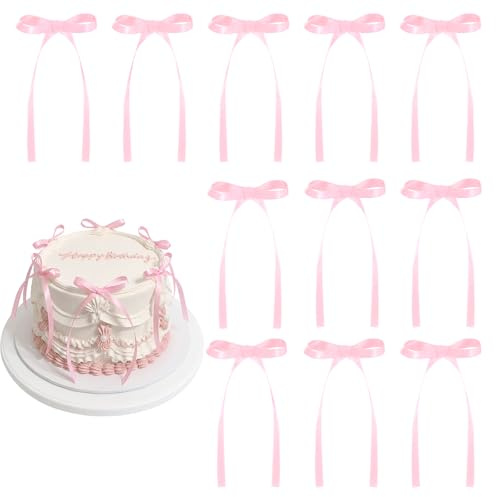 Confezione da 30 decorazioni per cupcake con fiocco rosa, decorazioni di compleanno, a tema coquette, decorazioni per torte nuziali, baby shower, addio al nubilato