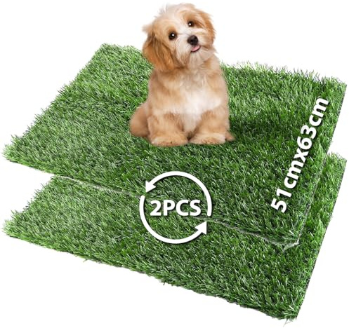 JMIATRY Lot de 2 Toilettes pour Chien avec Gazon Artificiel 51 x 63 cm, Bacs à Litières pour Chiens pour l'appartement et Le Balcon