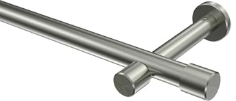 INTERDECO Gardinenstange 20 mm, moderne Vorhangstange aus Metall, Edelstahl-Optik, ohne Gardinenringe, zur Wand- und Deckenmontage, Typ 10193125, 100 cm