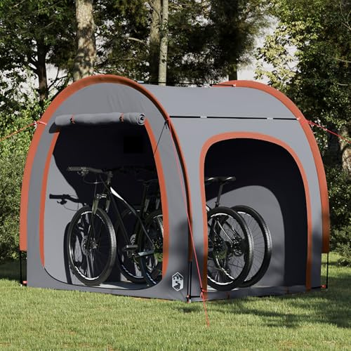 Fahrradgarage mit Dach, praktisches Outdoor-Lagerzelt, wasserdicht, tragbar, für Camping, Fahrräder, Grau-Orange