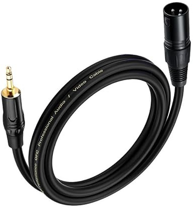 Menewstart 3.5mm to XLR Cable 10FT, Unbalanced 1/8 Mini Jack TRS Stereo Male to XLR Male Microphone Audio Cable, 24K-Gold-Plated Contacts for The cleanest Sound Experience