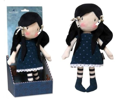 Gorjuss Muñeca de Trapo Original 30 cm – Muñeca de Tela Coleccionable Santoro London – Regalo Infantil, Decoración y Colección (Azul)