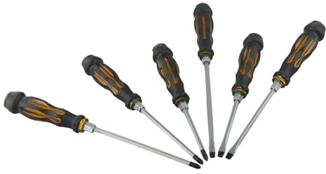Juego de 6 destornilladores ranurados y cruzados con mango de goma y cabeza de metal para reparación de mejoras del hogar, montaje de mantenimiento eléctrico