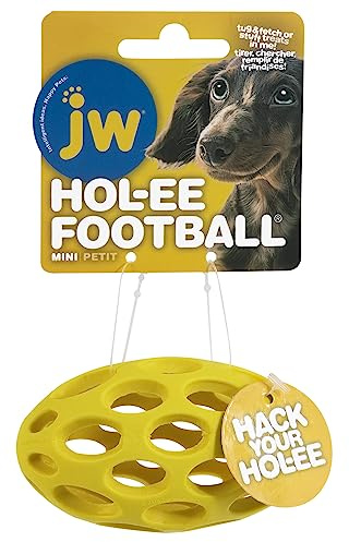 JW Hol-ee Roller amerikansk fotboll formad hållbar gummi hundleksak, tugggodis dispenseringsboll – mini, XS