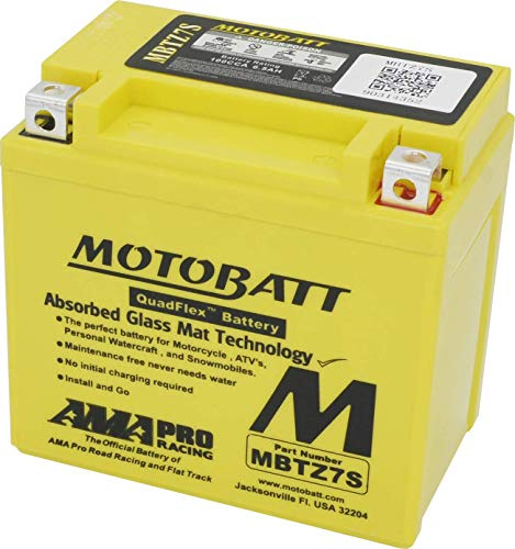 MotoBatt MBTZ7S 12V 6.5Ah AGM Precharged Sealed Battery - Compact, Maintenance Free, 114x70x107 mm for Scooters and Lightweight Motorcycles