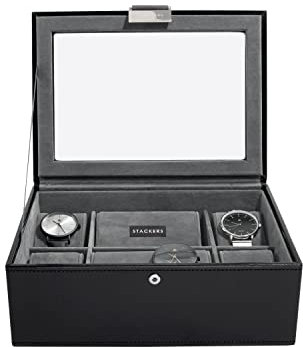 Stackers Herren 8pc verschließbare uhrenfach schwarz