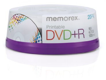 Memorex DVD+R 16x 4.7GB 20 Pack Spindle Printable