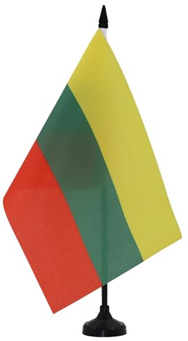 AZ FLAG Bordsflagga Litauen 21x14 cm Litauisk 100D Polyester Plastfot