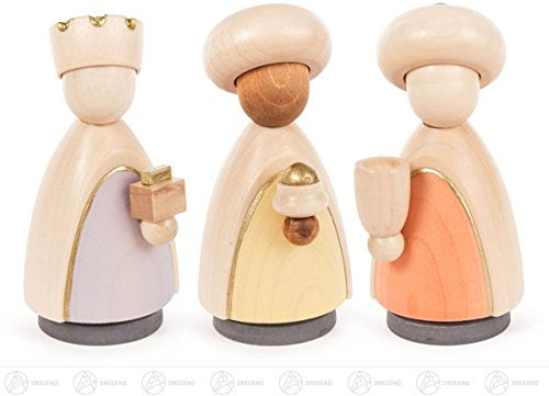 Rudolphs Skattkista, krubbtillbehör, heliga 3 kungar, laserad höjd = 9,5 cm, NY Erzgebirg, träkrubba, julkrubba