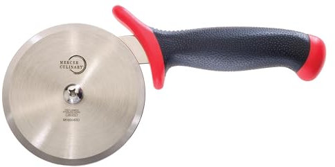 Mercer Culinary Millennia Pizza Cutter with Red Handle, 4 Inch Wheel, Stainless Steel
