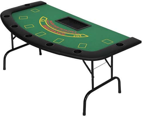 Soozier Poker Table Foldable, 72 Blackjack Table for 7 Players with Chip & Cup Holder, Green Felt