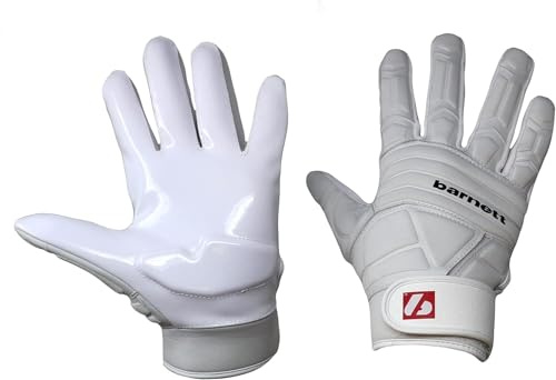 Barnett FLG-03 Professional Linemen Gants de Football, OL, DL (L, Blanc)