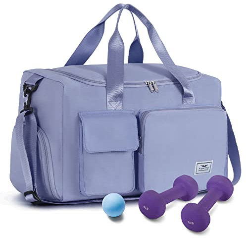 FIORETTO 35L Damen Sporttasche Faltbare Reisetasche mit Schuhfach und Nassfach, Wasserabweisende Weekender Gym Travel Bag Handgepäck Tasche Trainingstasche für Damen Herren Blau