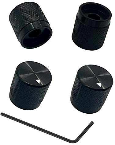 NICAVKIT 4 stücke Aluminiumlegierung Rotary Potentiometer Drehknopf für 6 mm Durchmesser Welle, Lautstärkeregler, Audio-Knopf, Gitarrenknopf, Schalterknopf, 17 mm Durchmesser x 16mm Höhe (Schwarz)
