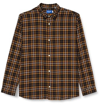 Bestseller A/S Jorjoshua Check Shirt Ls Chemise de loisirs Homme, Chocolat, XL