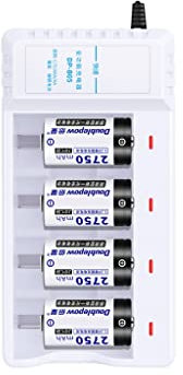 Batería n.° 2 de Alta Capacidad C Tipo 2 Batería Recargable Juego de Cargador de batería n.° 2 4 Piezas Recargable Mediana de Alta Capacidad