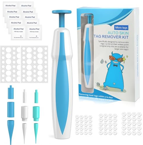 Warzenentferner, Skin Tag Entferner, Auto Micro Skin Tag Remover Tool, Kit zum Entfernen von Hautmarken, Fibrom Entfernen, Stielwarzen Entfernen Schnell Kit mit 60 Skin Tag Bands (1mm-8mm)