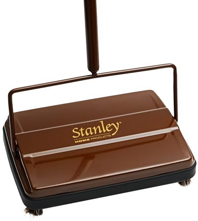 STANLEY HOME PRODUCTS Barredora electrostática de alfombras y suelos, limpiador de suelos ligero y resistente, adecuado para suelos lisos y alfombras de pelo bajo, no necesita electricidad (marrón)