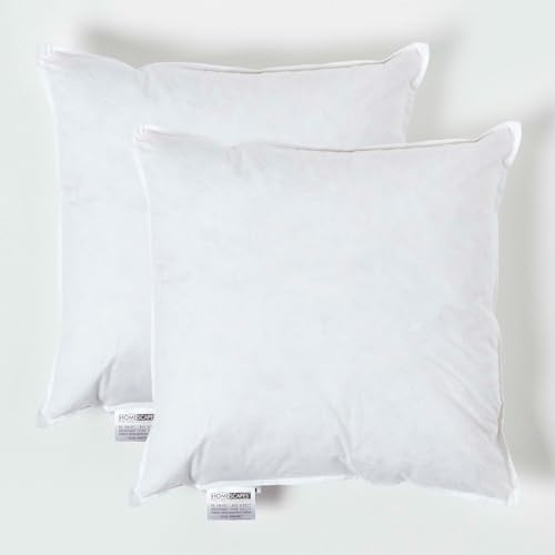 HOMESCAPES 2 Pack Luxury Duck Feather Cushion Inserts 45cm x 45cm (18 x 18”) Perfect Bounce Back and Down-Proof Cover Generously Filled Inner Pads Filler, Hypoallergenic RDS Certified Machine Washable