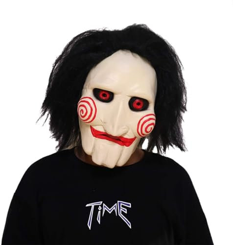 Halloween Saw Jigsaw Mask Horror Jigsaw Costume Props Adult Full Head Latex Mask for Christmas Carnival Cosplay Party