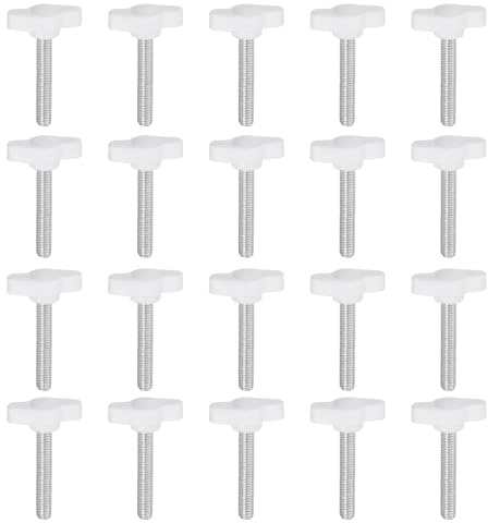 QUARKZMAN 20 Pezzi Manopole Aletta T Viti Testa Zigrinata M6 x 35mm Filettatura Maschio Standard Manopole T Plastica Maniglie Manopole Serraggio Mano Vite Testa Zigrinata, Bianco