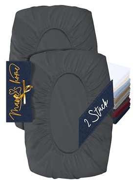 Marie´s Home 2er Pack Kissenbezug für Nackenstützkissen - Kopfkissenbezug für Nackenkissen - Spannbezug und Kissenbezug 1627.2372, M (35-40 x 55-60 cm), anthrazit