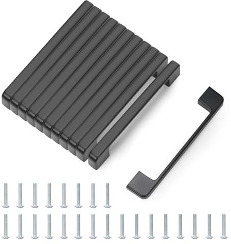 Luabue 12 Stück Schrankgriffe Schwarz Möbelgriffe 96mm lochabstand Küchengriffe schubladengriffe mit Schrauben Griffe für küchenschränke Küchen Schubladen Schrank Möbel