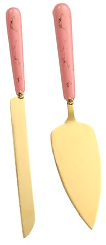 Ciieeo Juego De Espátula y Cortador para Tartas De Acero Inoxidable Mango De Cerámica Rosa Dorado, Herramientas para Cortar Queso y Mantequilla, Utensilios para Hornear Hogar y Panadería