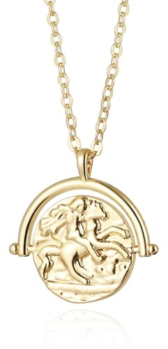 KOOUNUATA 18k or plaqué collier médaillon pièce de monnaie pendentif rond cercle disque bijoux minimaliste pour les femmes 20 ''
