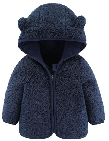 Newborn Infant Baby Boys Girls Cartoon Fleece Hooded Jacket Coat with Ears Warm Todder Kids Outwear Coat Zipper Up 0-6Y