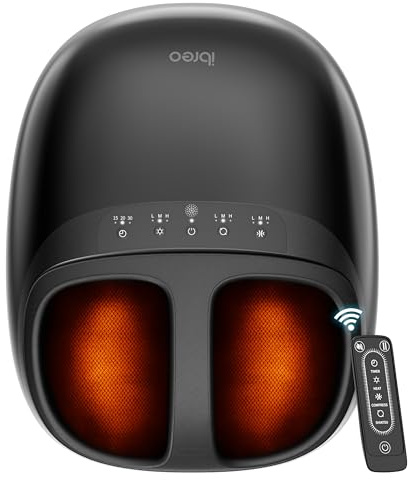 ibreo Shiatsu Foot Massager with Heat, Deep Kneading Therapy, Air Compression, Mother’s Day Gift for Mom Grandma, for Foot Neuropathy, Plantar Fasciitis, Tired Pain Relief, For Men Women Size Up To 13