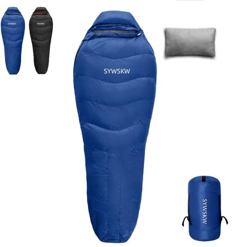 SYWSKW Down Sleeping Bag with Pillow, Ultralight Mummy Sleeping Bag for Backpacking,Hiking and Camping Outdoor with YKK Two-Way Zipper,680FP Duck Down