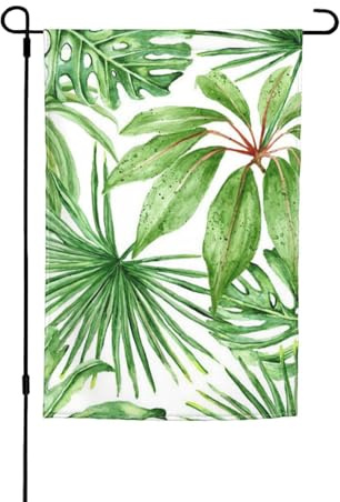 Jbyjbx Drapeau de jardin avec feuilles de bananier tropicales - Superbe drapeau de jardin - Décoration de cour - Résistant à la décoloration