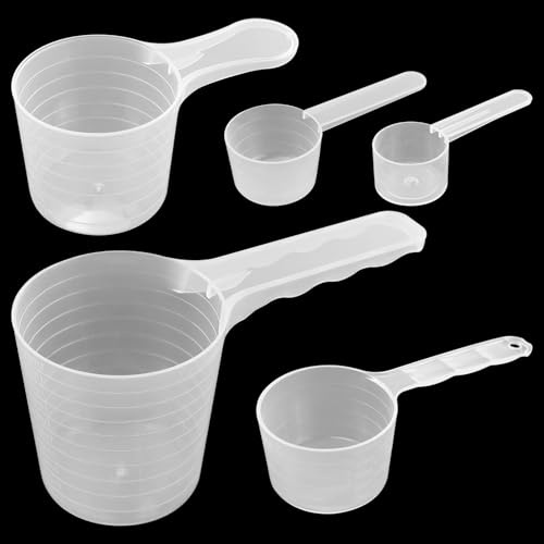 5 cucchiai dosatori da 100 ml, 70 ml, 50 ml, 40 ml, 20 ml, dosatore per detersivo, plastica trasparente per latte in polvere, polvere proteica, farina, forniture per cucina