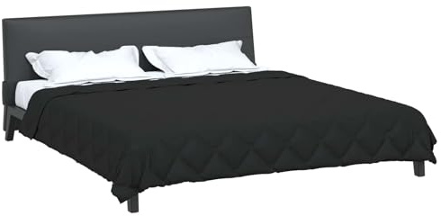 vidaXL Edredón de Verano Negro 220 x 260 cm Microfibra, Ropa de Cama Moderna, edredón Ligero para Verano, Conjunto Elegante de Microfibra, Rectangular y Acolchado