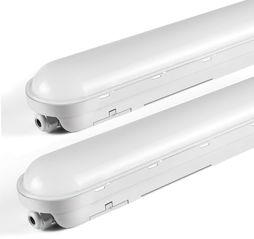 Tonffi 2 Pièces Neon LED 150 CM Reglette LED 60W 7500LM 4000K Naturel Blanc Tube Lampe Connectable Luminaire Plafonnier Éclairage pour Garage, Bureau, Atelier, Sous Sol