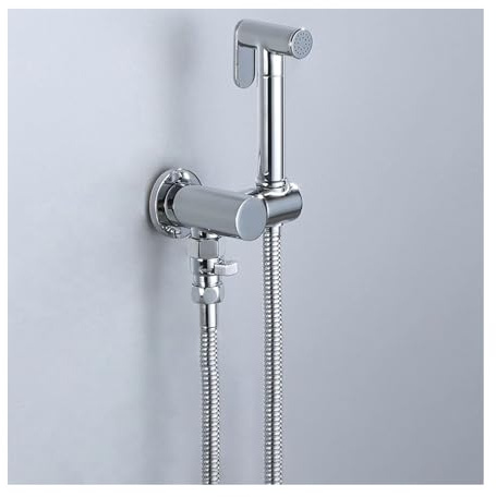 Set di spruzzatori per bidet portatili per WC, spruzzatore per pannolini da parete con spruzzatore per bidet in ottone per lavare pannolini femminili e bambini (cromato)